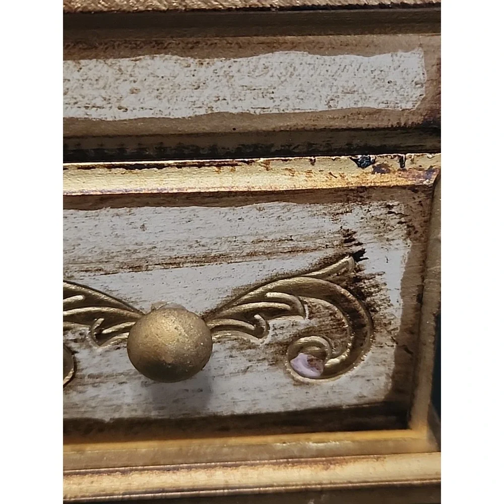 Vintage Goldtone Gilt Wood Musical‎ Florentine Style Jewelry Box 5